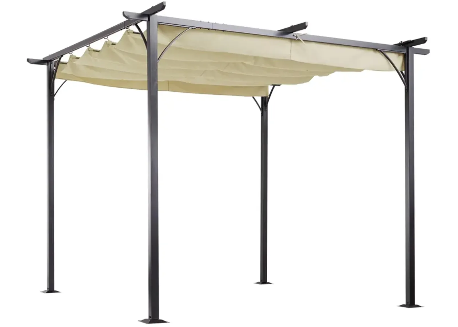 Beige Shade Solution: 10x10 Retractable Pergola Gazebo with UV Resistant Canopy