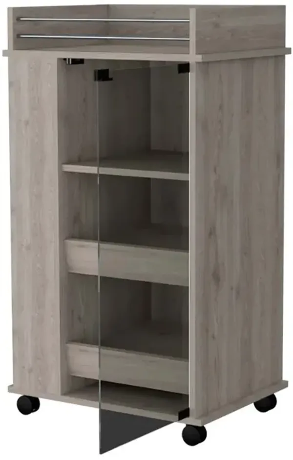 Streamdale Glass Door Bar Cart with Holder and Casters