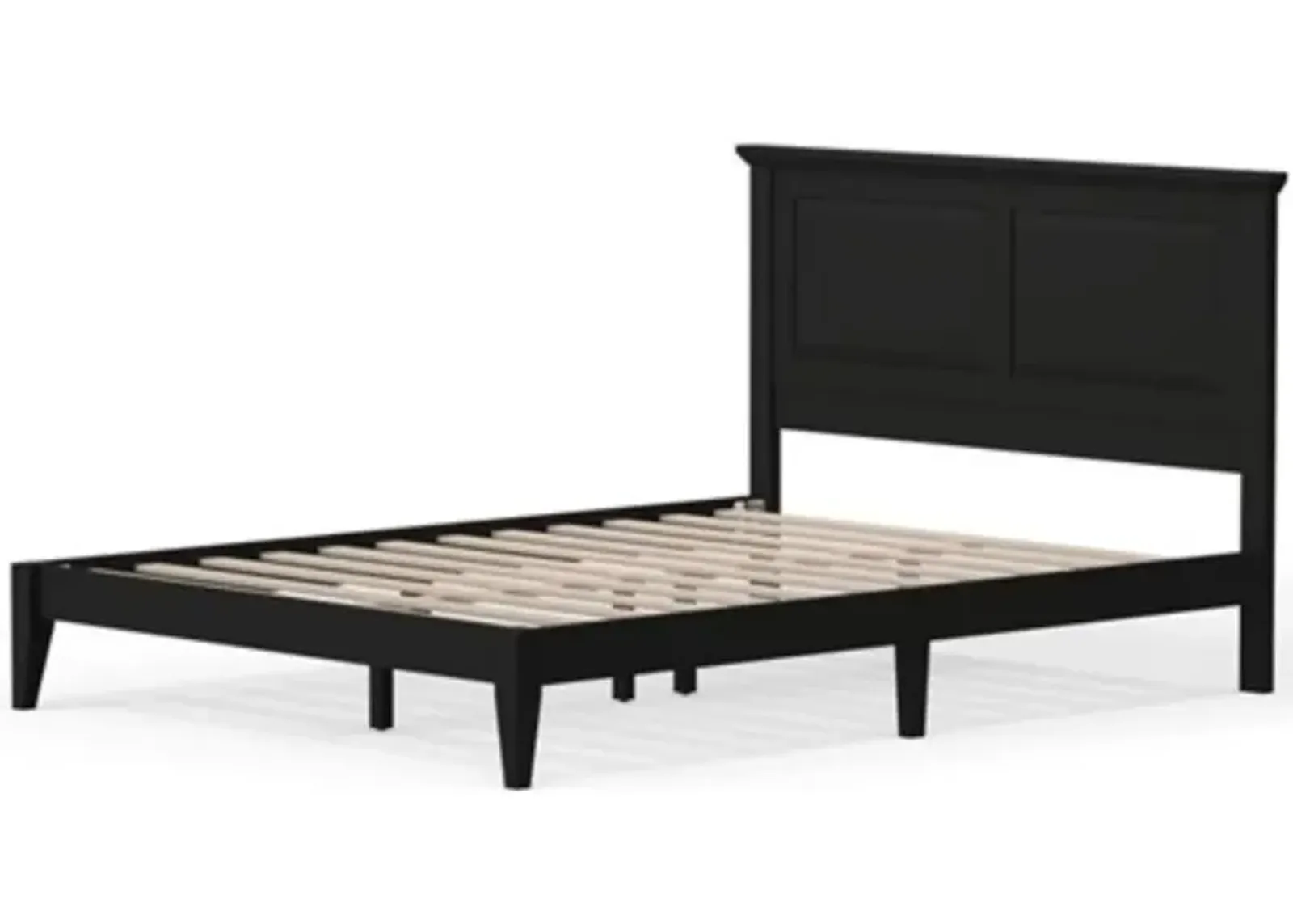 Hivvago Queen Traditional Solid Oak Wooden Platform Bed Frame with Headboard in Black