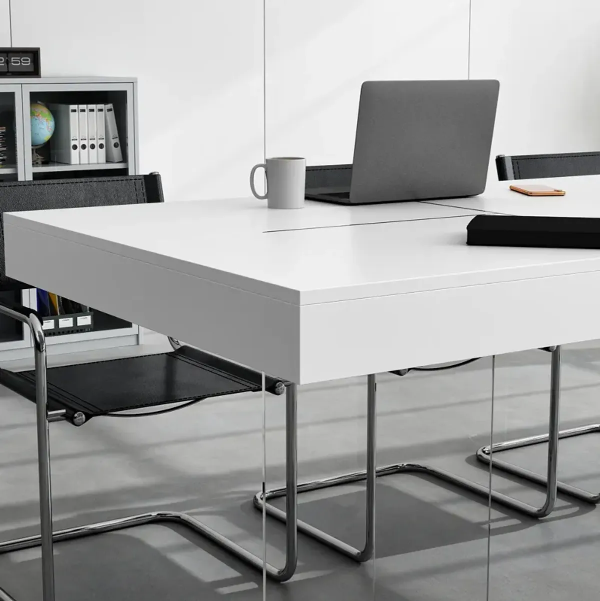 FUFU&GAGA Modern Office Desk with Acrylic Legs (78.7" L x 31.5" W x 29.5" H),White