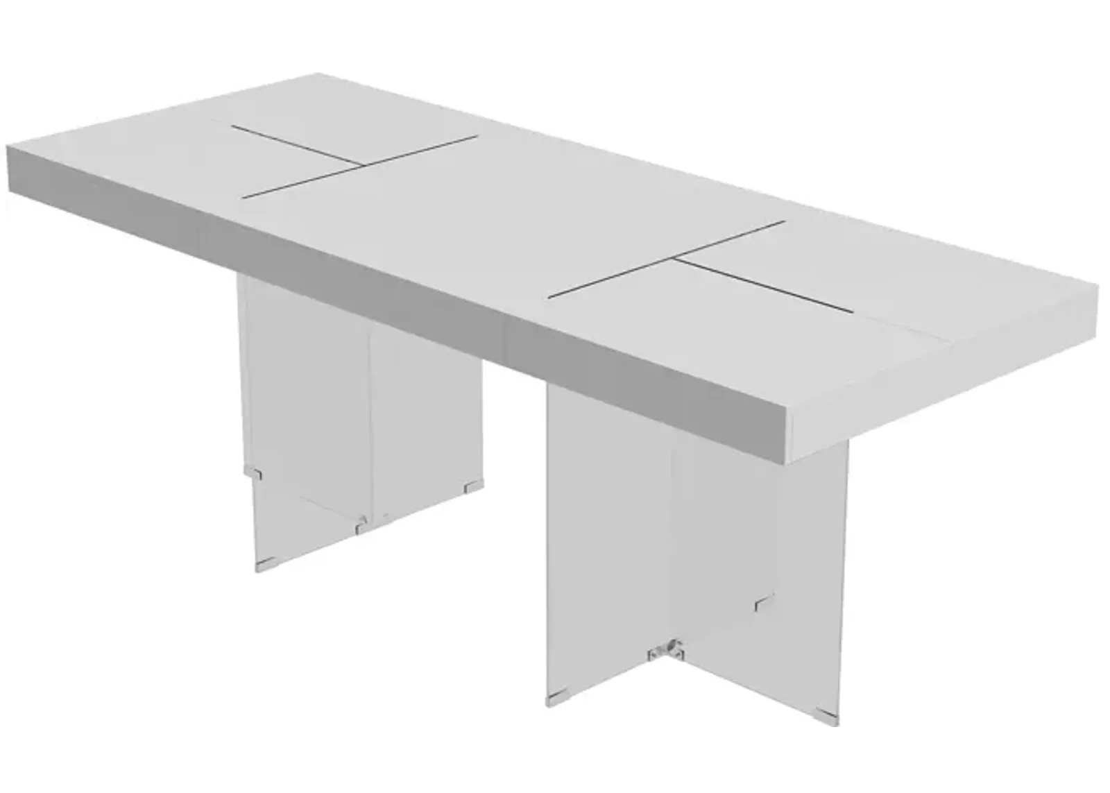 FUFU&GAGA Modern Office Desk with Acrylic Legs (78.7" L x 31.5" W x 29.5" H),White