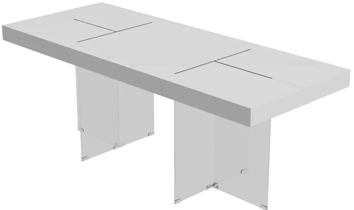 FUFU&GAGA Modern Office Desk with Acrylic Legs (78.7" L x 31.5" W x 29.5" H),White