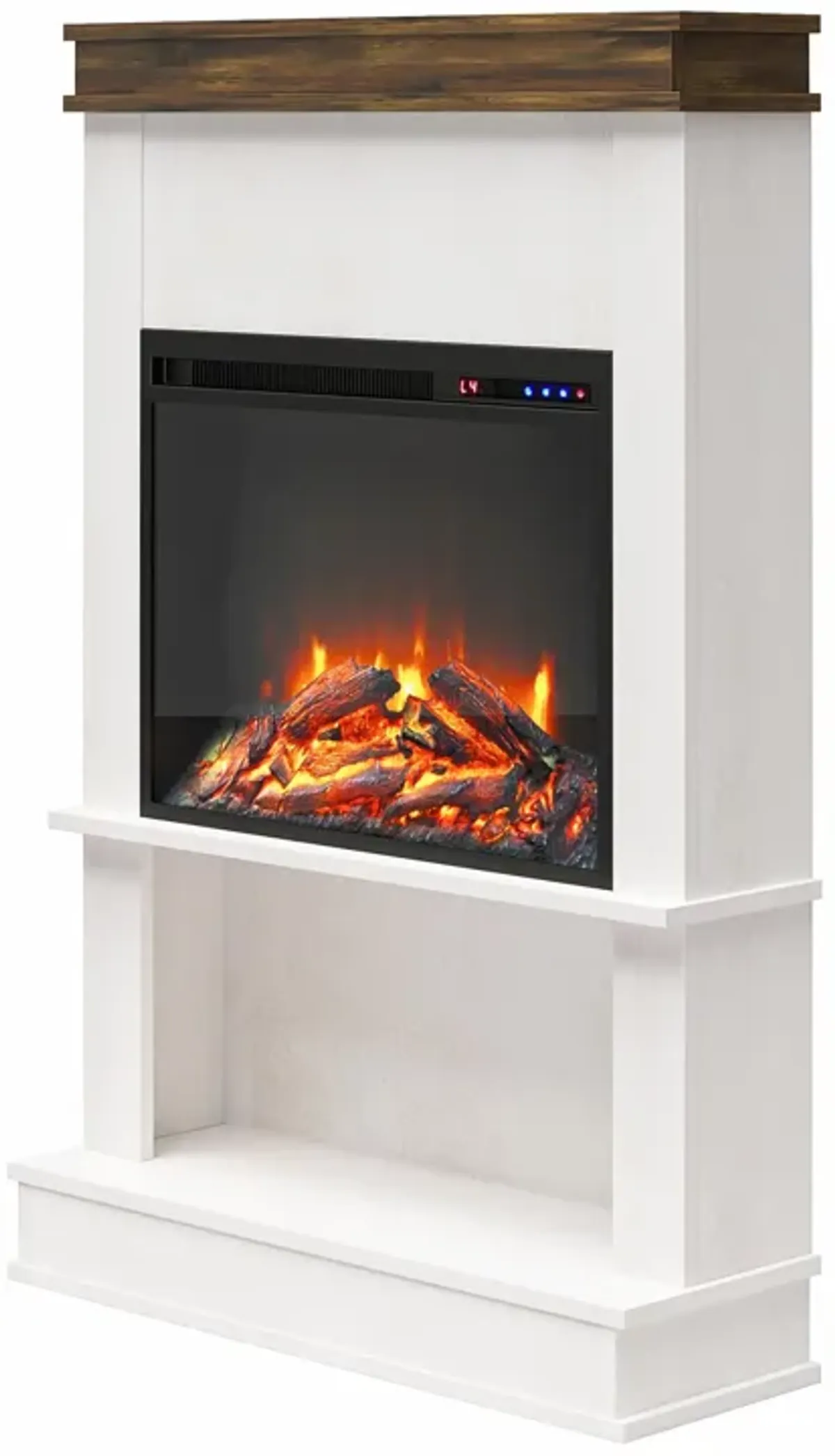 Ameriwood Home Mateo Electric Fireplace Space Heater with Mantel and Open Shelf