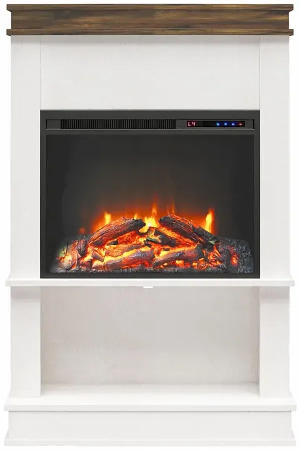 Ameriwood Home Mateo Electric Fireplace Space Heater with Mantel and Open Shelf
