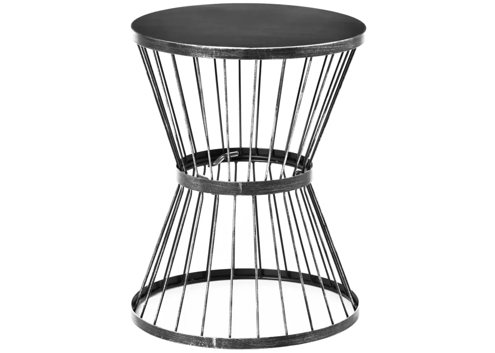 Black Patio Table: 16" Steel Hourglass Side Table for Indoor/Outdoor