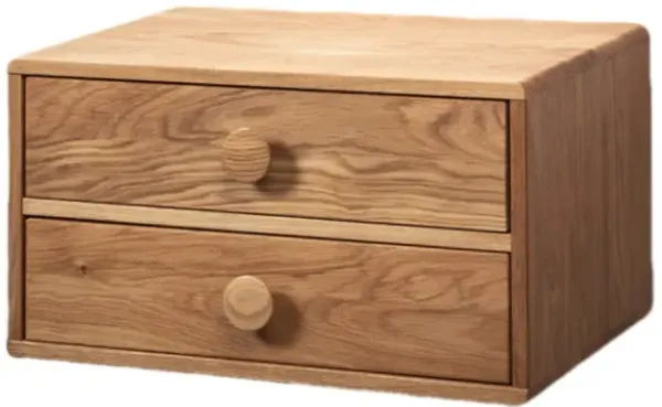 Floating Solid Unfinished Oak Hardwood Wall Mounted Side Table For Bedroom with Two Drawers