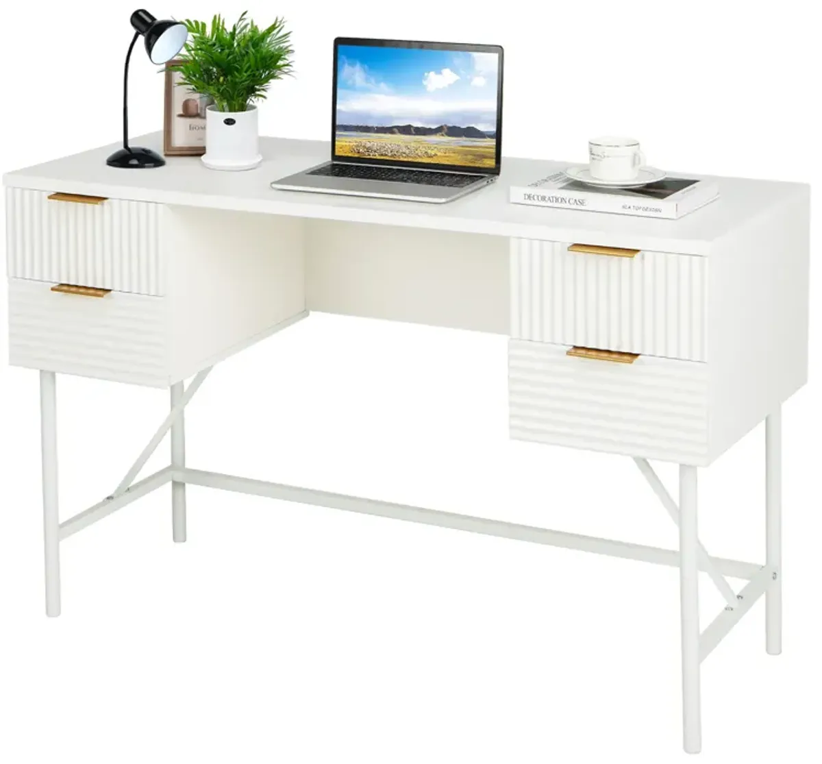 48 Inch Home Office Computer Desk with 4 Drawers-White