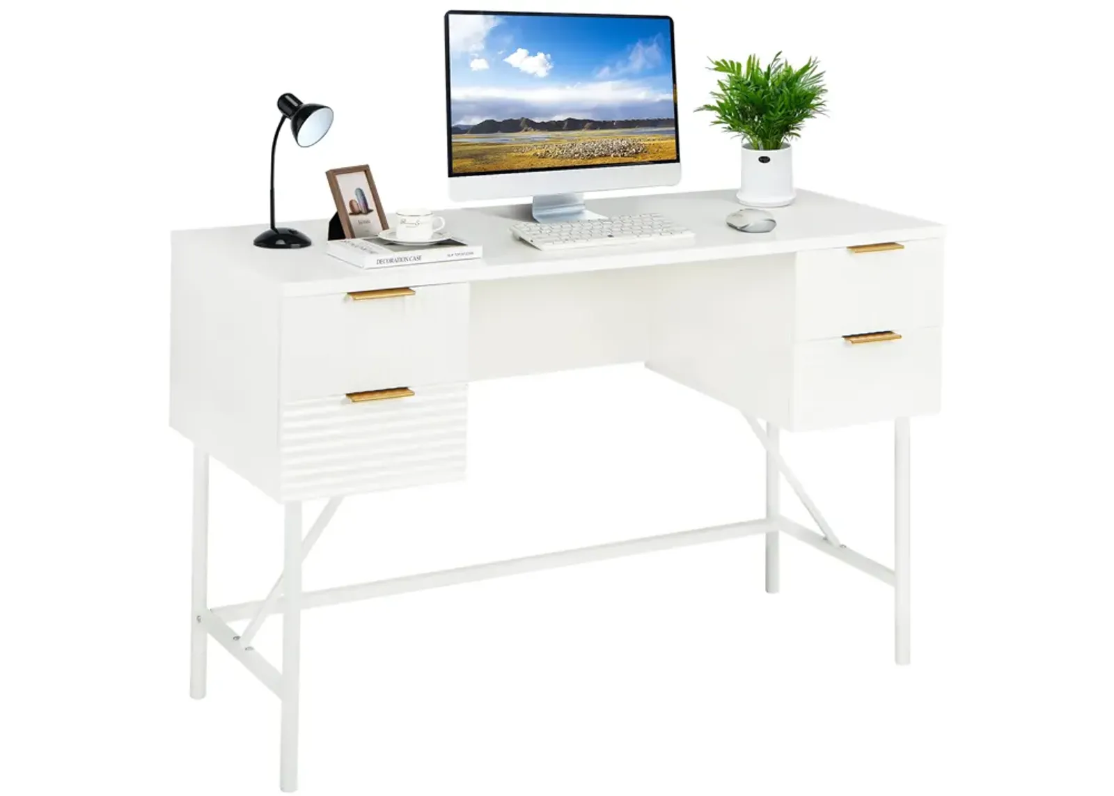 48 Inch Home Office Computer Desk with 4 Drawers-White