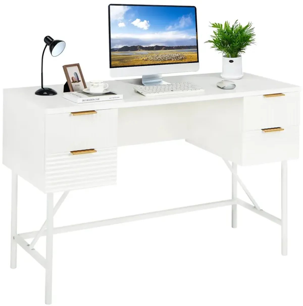 48 Inch Home Office Computer Desk with 4 Drawers-White