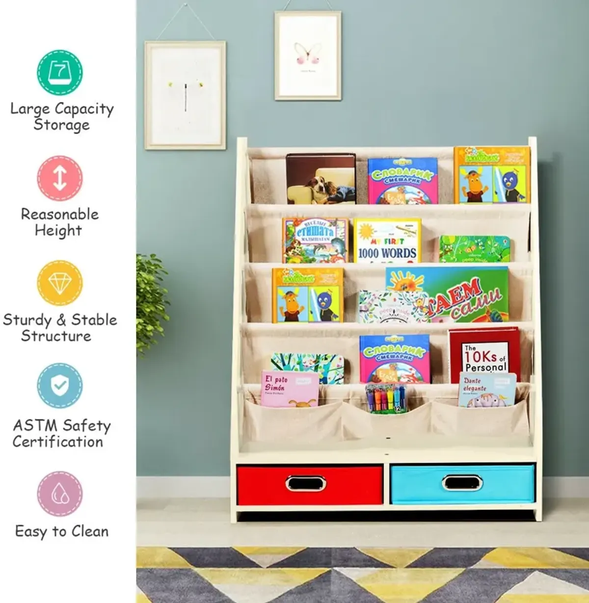 Kids Book and Toys Organizer Shelves