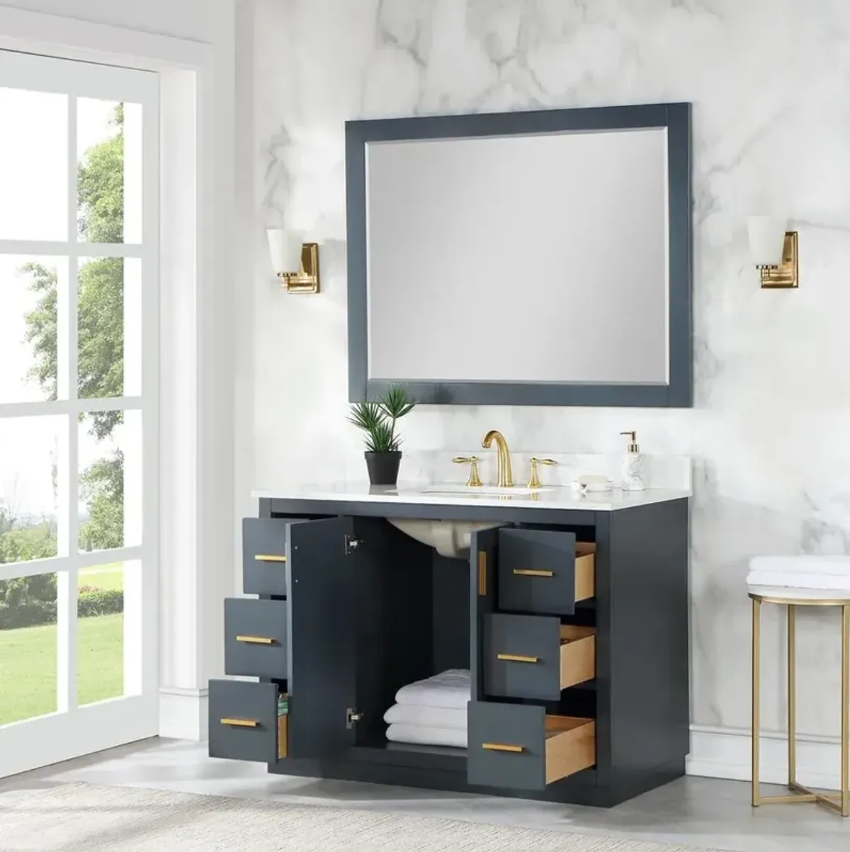 Altair 48 Single Bathroom Vanity Set in Classic Blue with Mirror