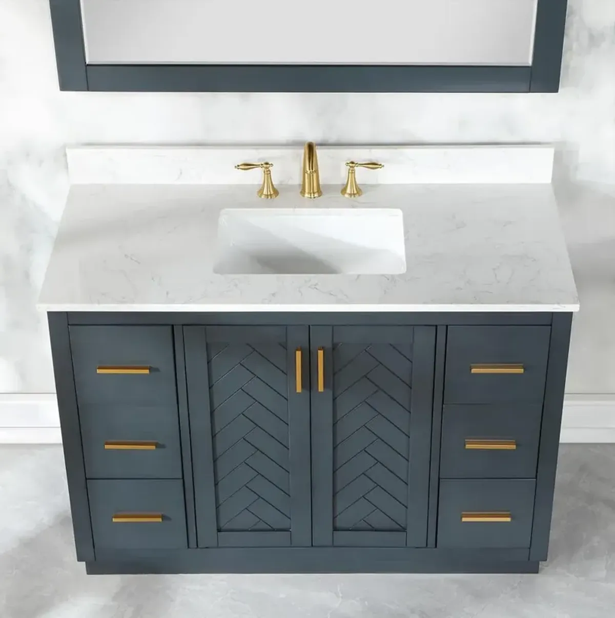 Altair 48 Single Bathroom Vanity Set in Classic Blue with Mirror