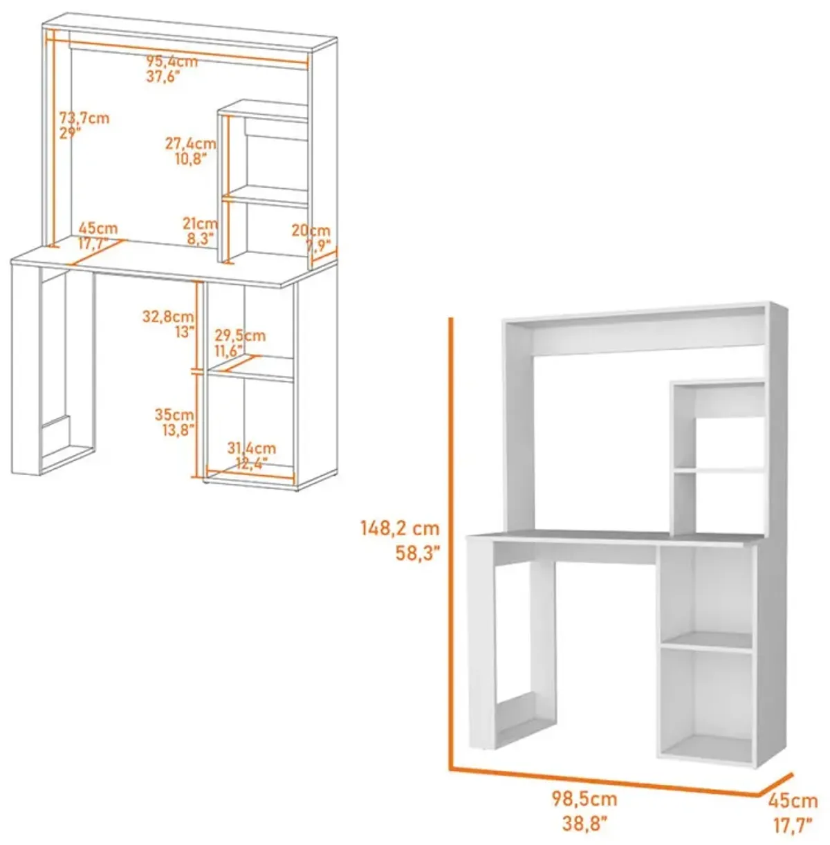 Palisades Computer Desk With Hutch And Storage Shelves