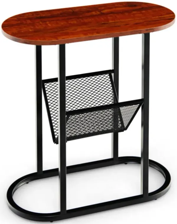 Hivvago 2-tier Oval Narrow Bedside End Table