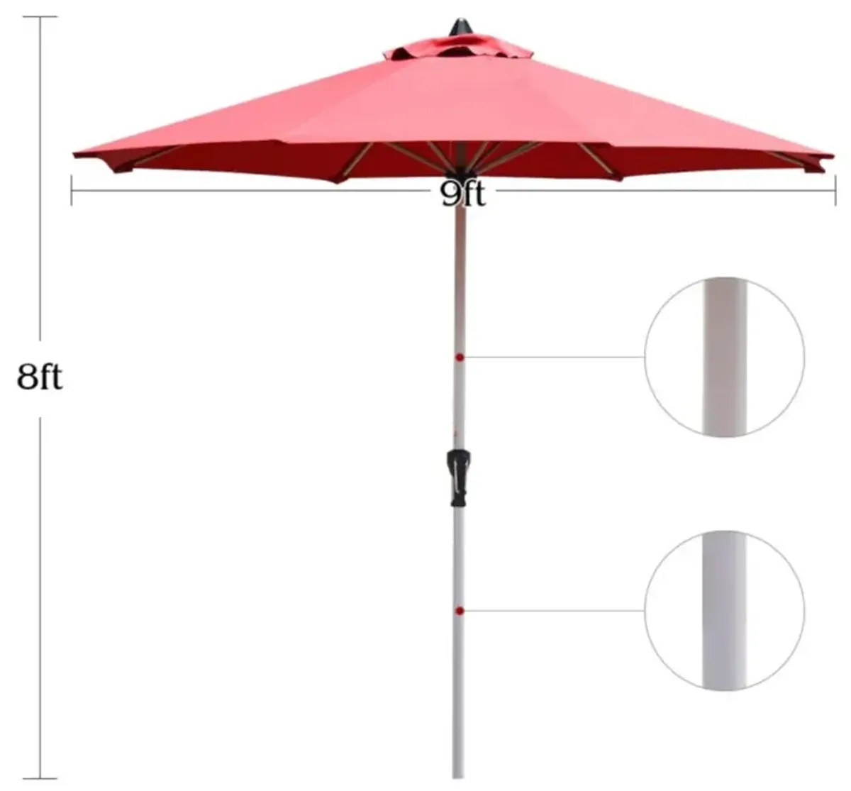 Hivvago 9 Feet Patio Outdoor Market Umbrella with Aluminum Pole without Weight Base