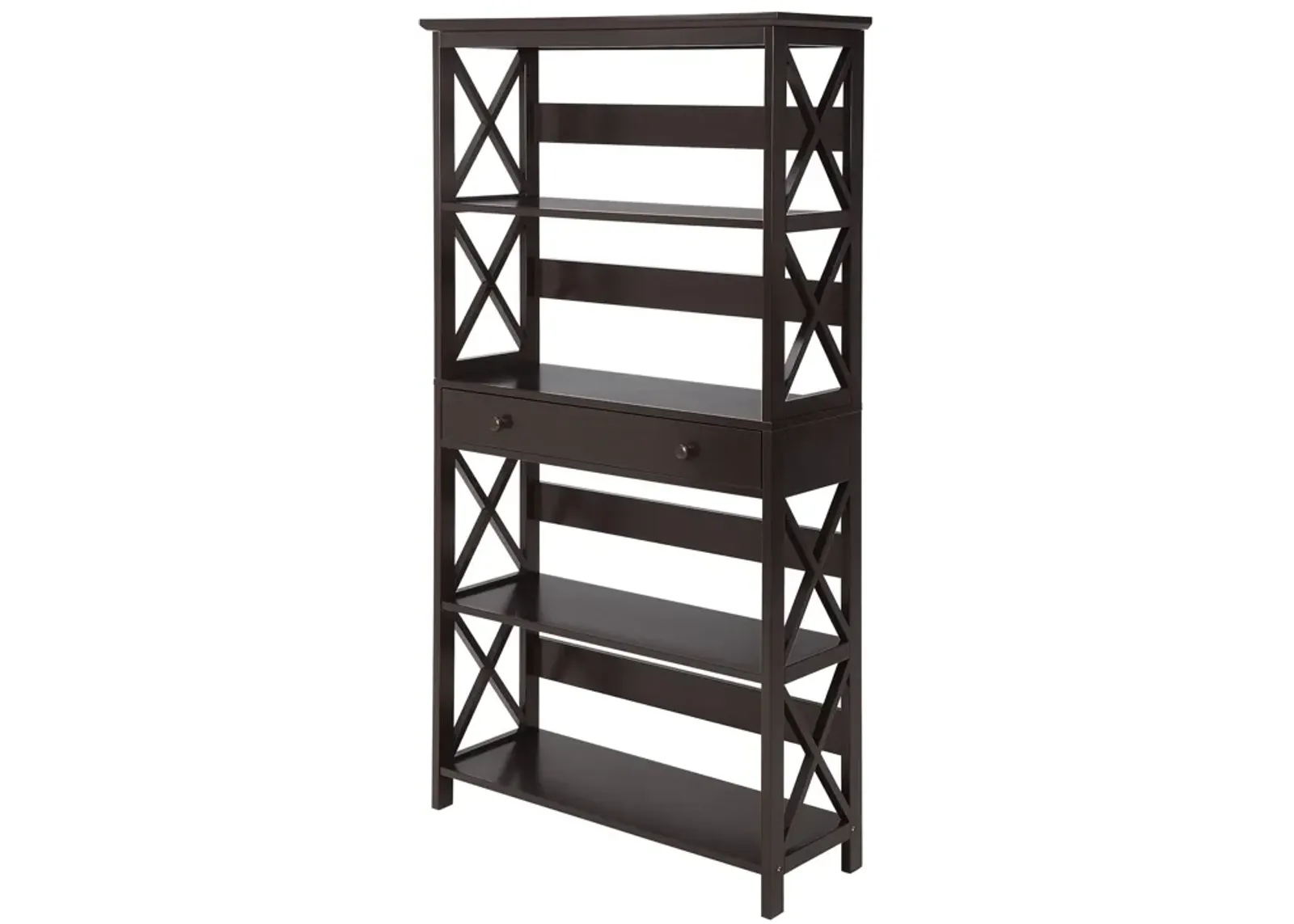 Convenience Concepts Oxford 5 Tier Bookcase with Drawer, Espresso