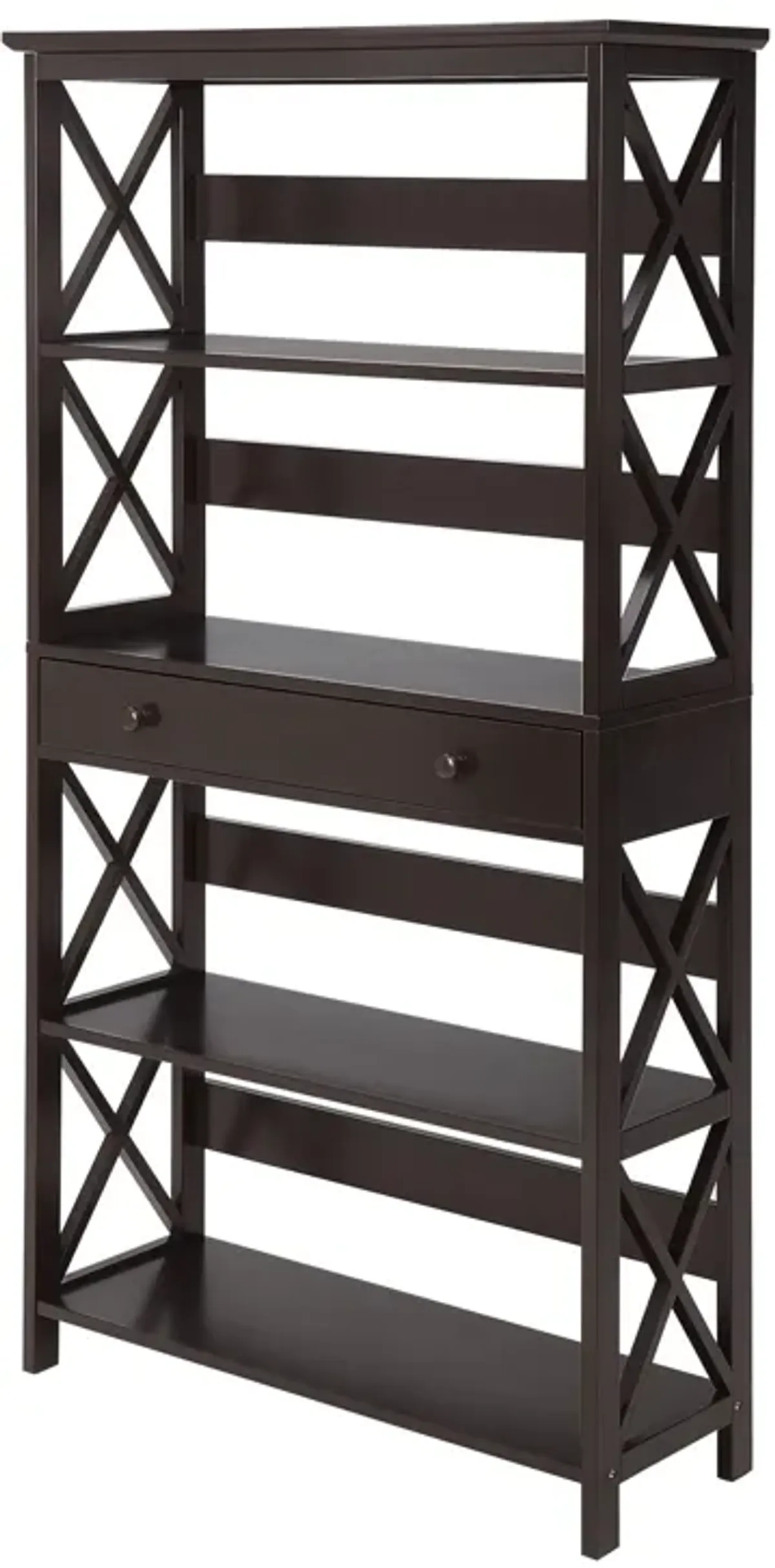 Convenience Concepts Oxford 5 Tier Bookcase with Drawer, Espresso