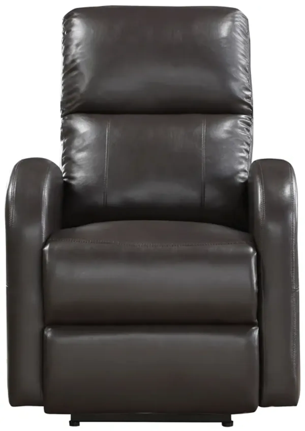 Rica 38 Inch Power Recliner Chair, Plush Brown Faux Leather, Foam Cushions - Benzara