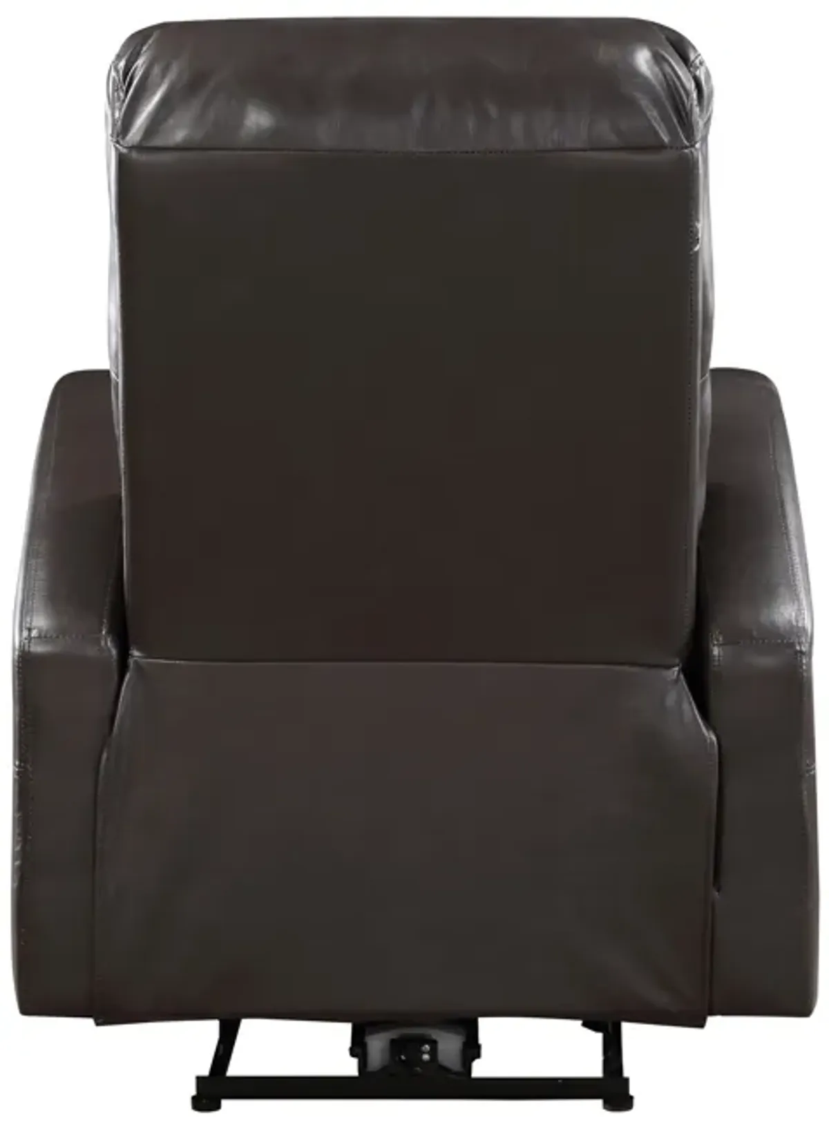 Rica 38 Inch Power Recliner Chair, Plush Brown Faux Leather, Foam Cushions - Benzara