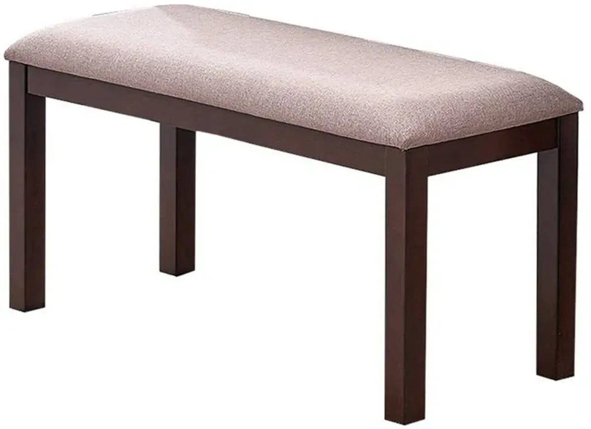 Yuzi Dining Bench, 47 Inch Classic Cherry Brown Solid Rubberwood - Benzara