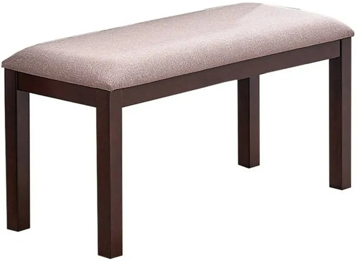 Yuzi Dining Bench, 47 Inch Classic Cherry Brown Solid Rubberwood - Benzara