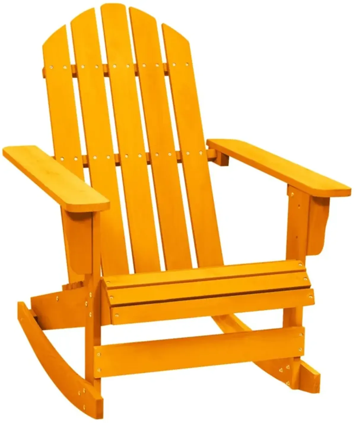 vidaXL Solid Fir Wood Adirondack Rocking Chair | Weather Resistant Patio Furniture | Extra Comfort Design | Vibrant Orange | Assembly Required