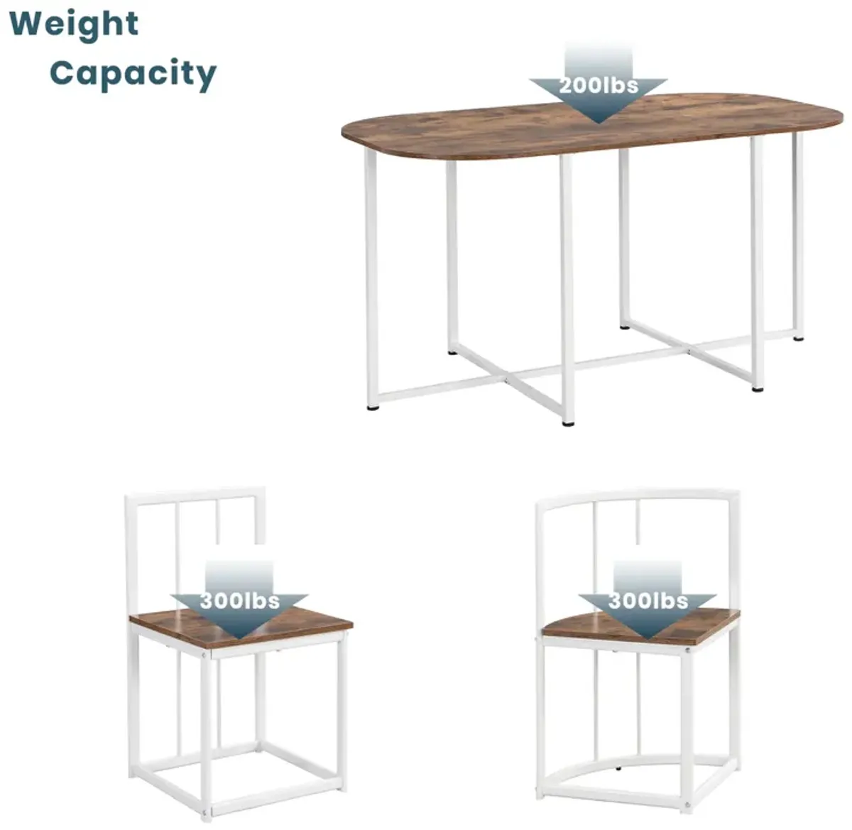 Modern 7-Piece Dining Table Set with 6 Stools