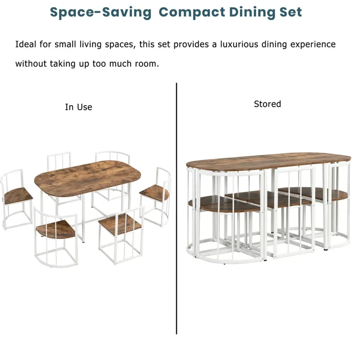 Modern 7-Piece Dining Table Set with 6 Stools