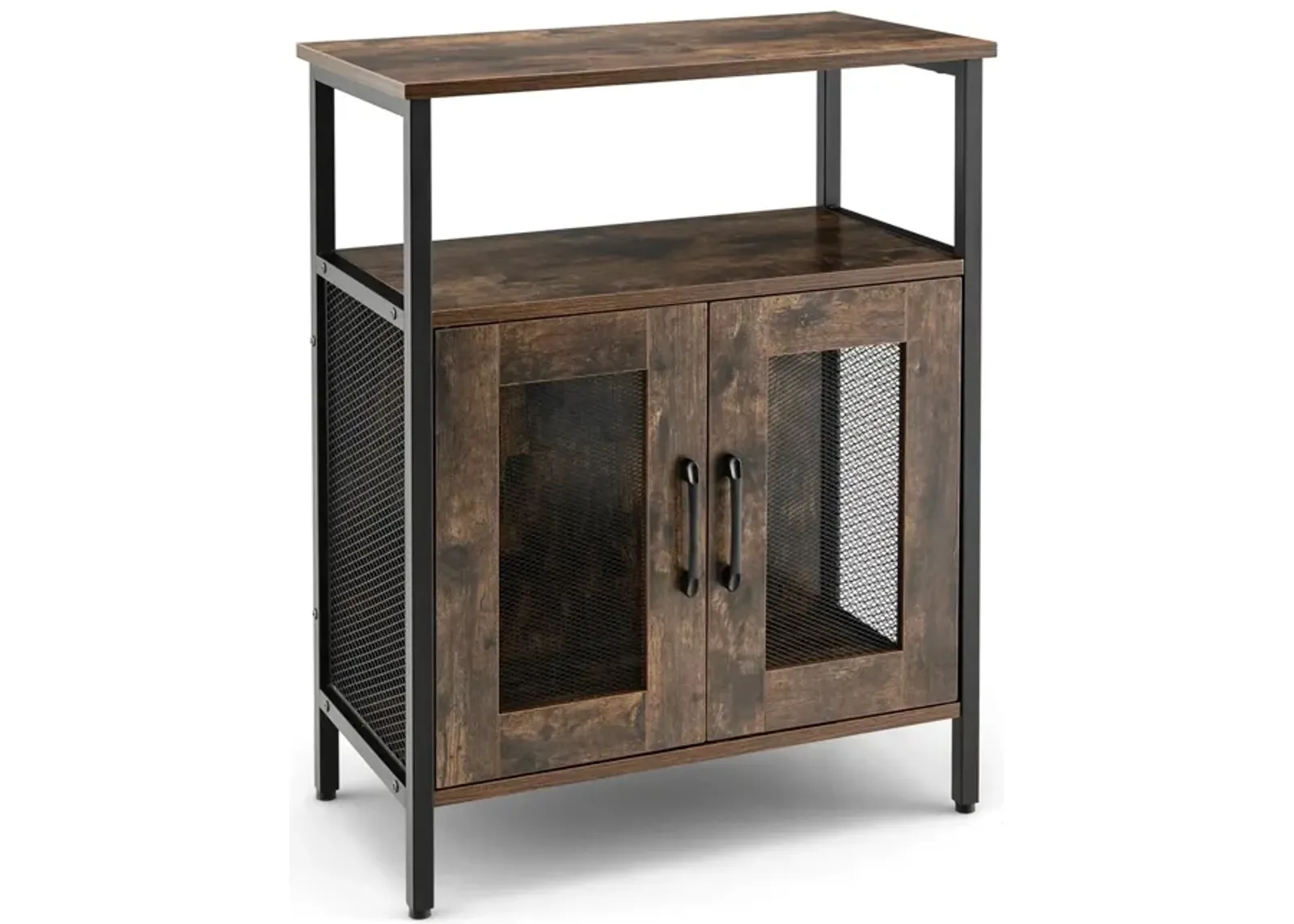 Industrial Sideboard Buffet Cabinet with Removable Wine Rack-Rustic Brown