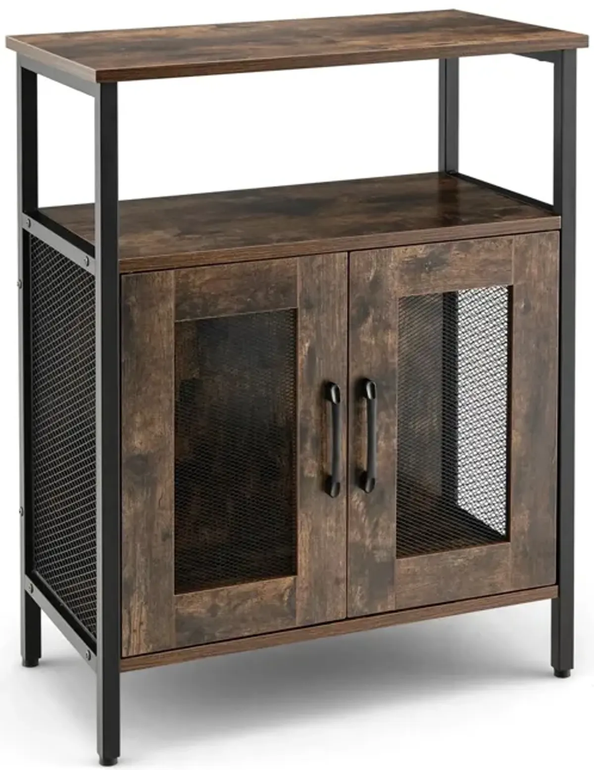 Industrial Sideboard Buffet Cabinet with Removable Wine Rack-Rustic Brown