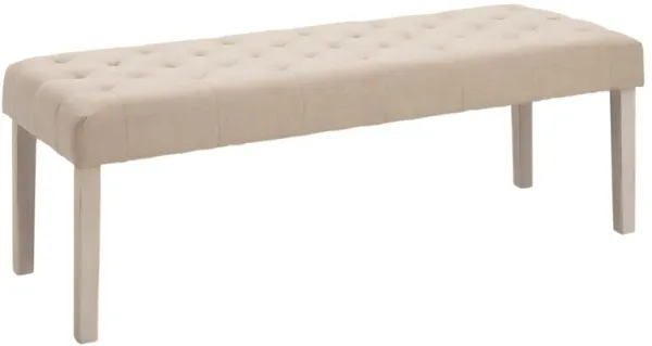 Beige Tufted Comfort: Simple Upholstered Ottoman Accent Bench