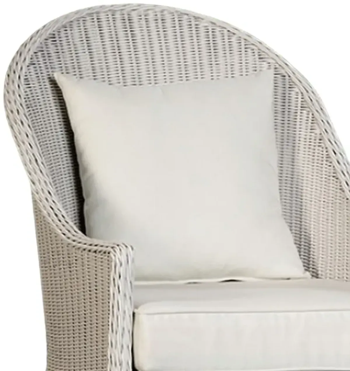 Tomo Outdoor Swivel Chair, Wingback Design, White Fabric, Wicker Rattan