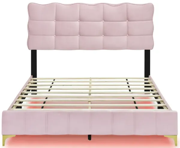 Merax Velvet Platform Bed with LED Frame