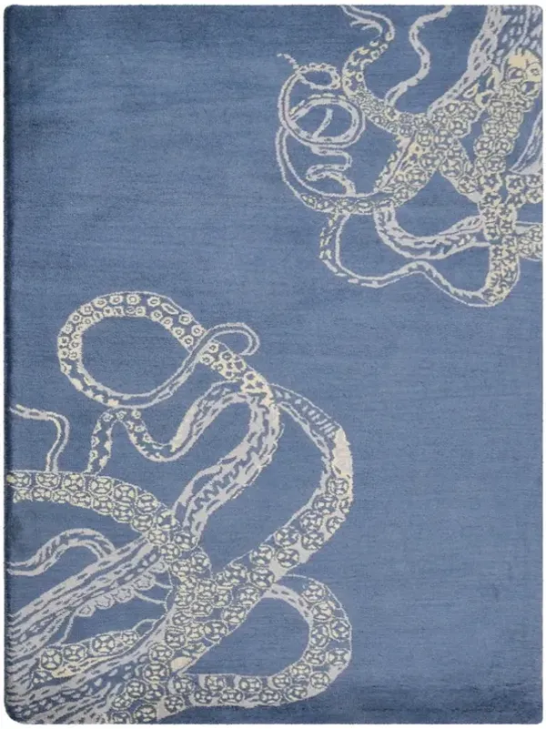 RUGSOTIC CARPETS HAND TUFTED WOOL ECO-FRIENDLY AREA RUGS  - 9'x12', Rectangle Shape, Blue & Beige, Contemporary Modern Design, High Pile Handmade Area Rugs for Living Room, Bed Room (K00512)