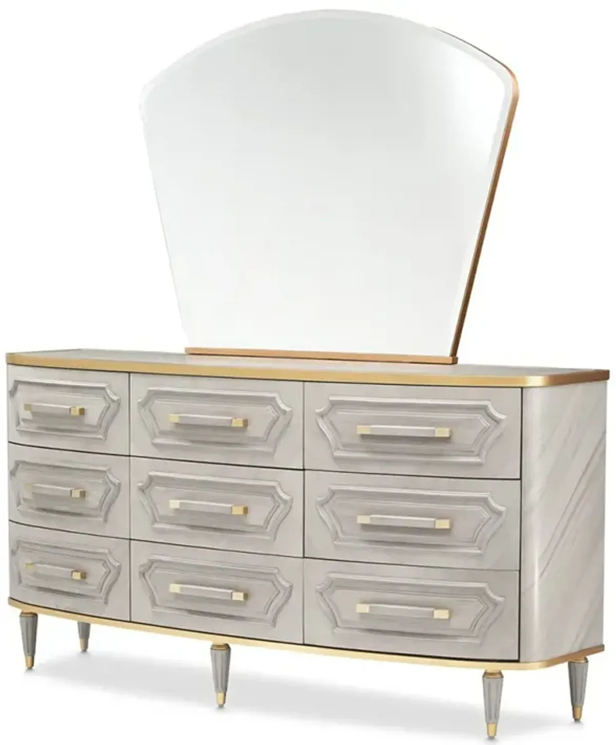 Michael Amini St. Charles Dresser & Mirror Dove Gray