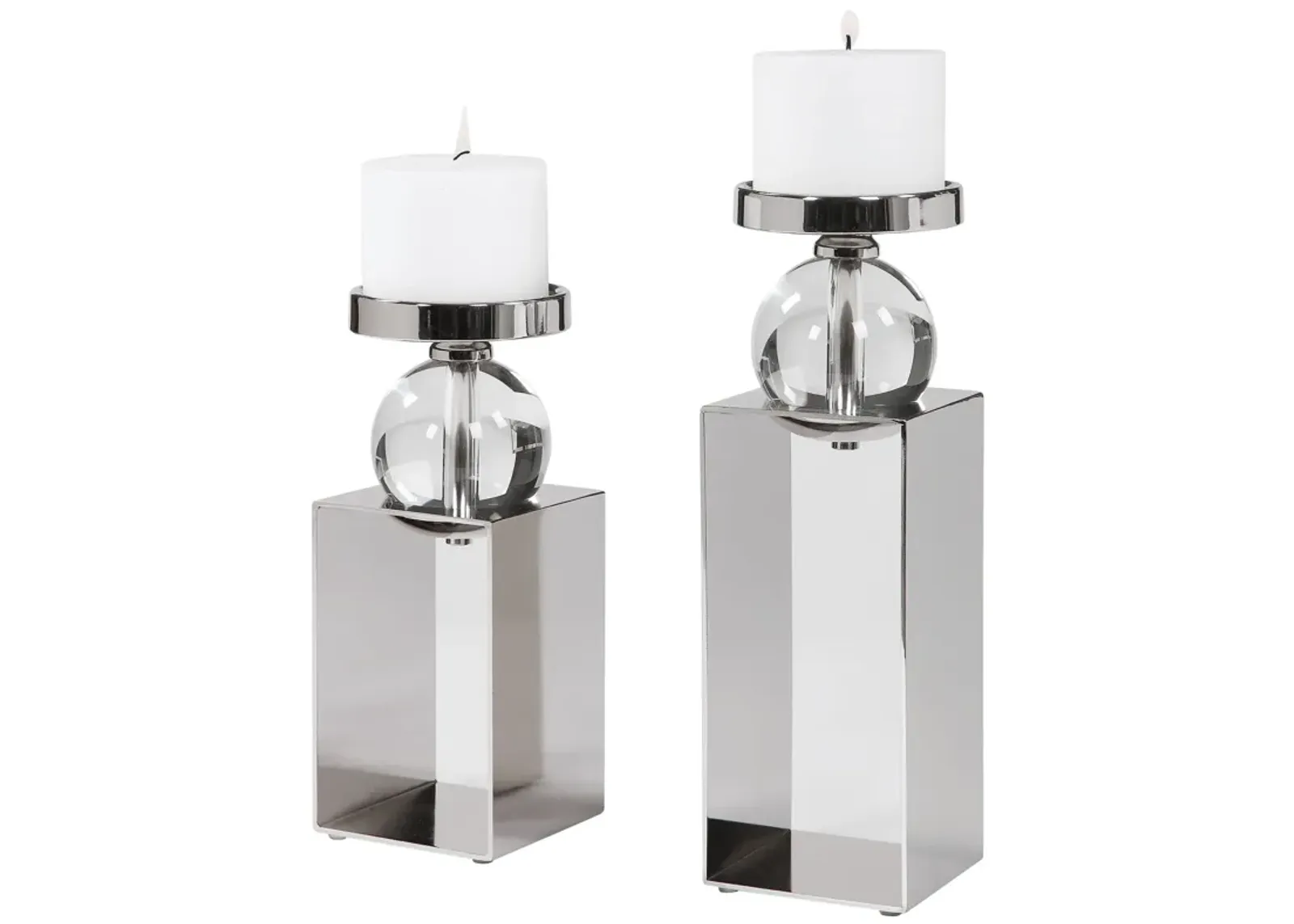 Uttermost Lucian Nickel Candleholders, Set/2