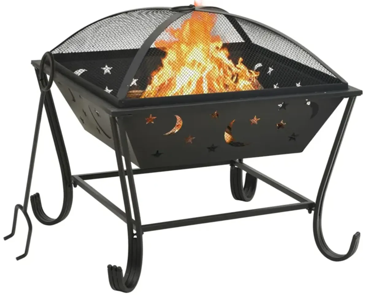 vidaXL Fire Pit with Poker 24.4" XXL Steel