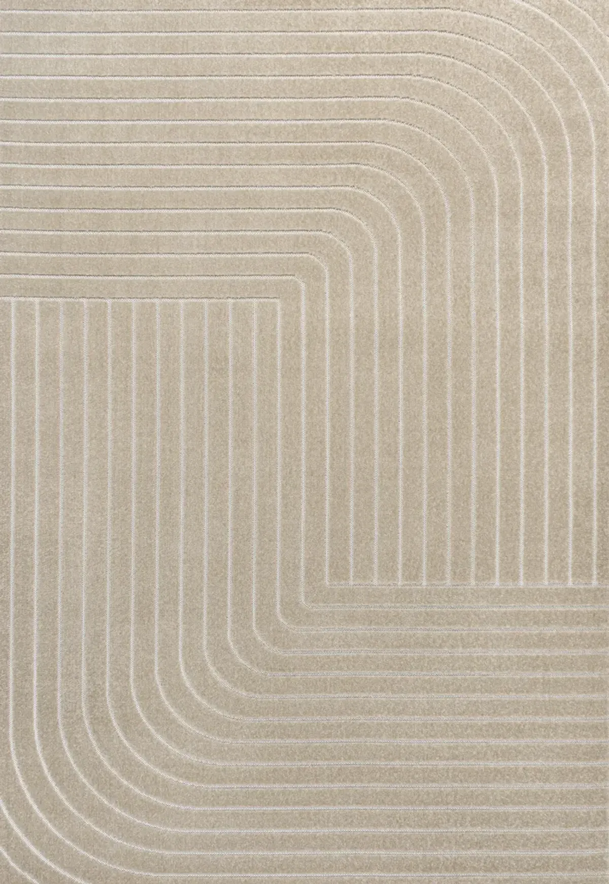 Odense High-Low Minimalist Angle Geometric Beige/Cream 4 ft. x 6 ft. Indoor/Outdoor Area Rug