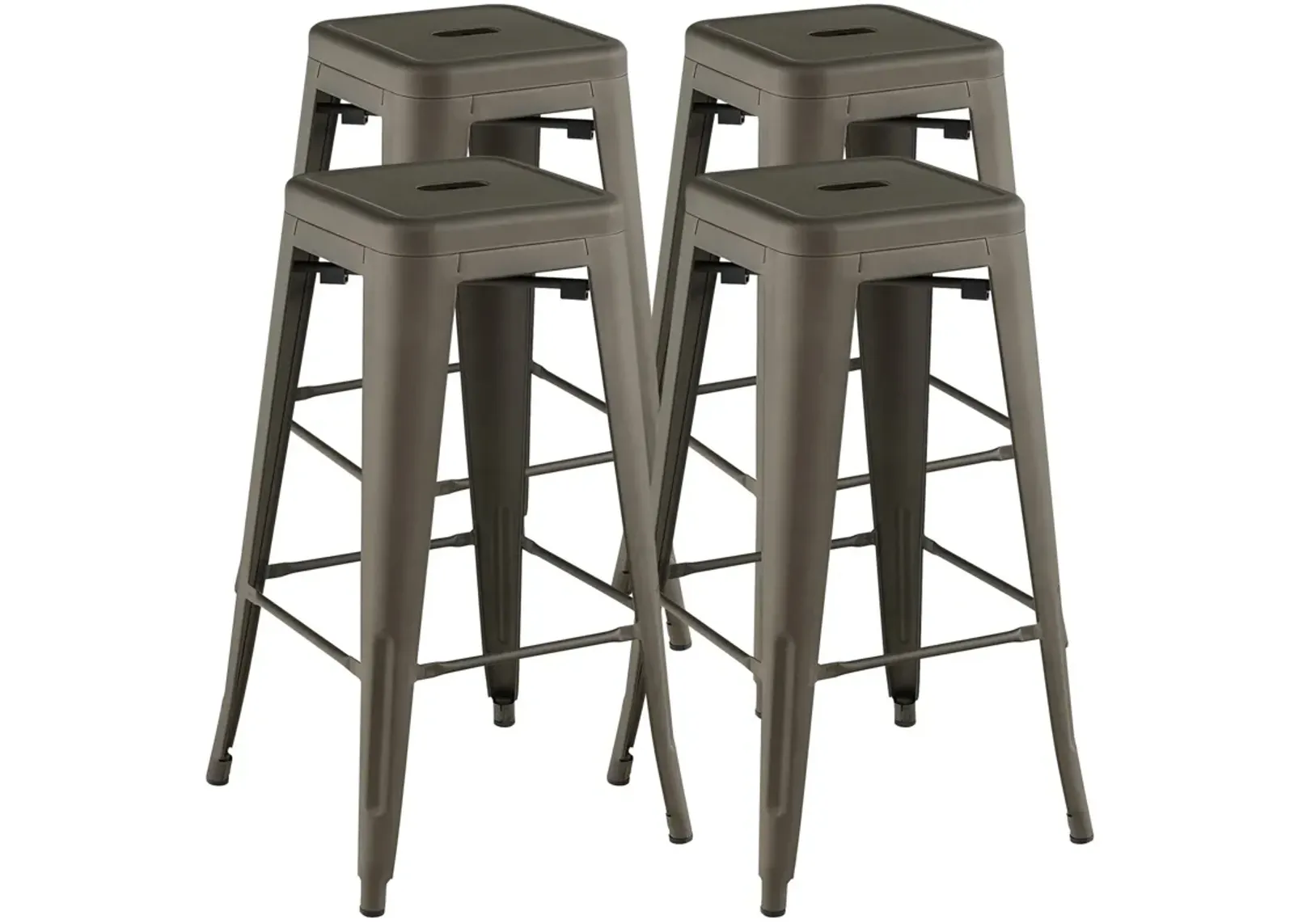 30 Inch Bar Stools Set of 4 with Square Seat and Handling Hole