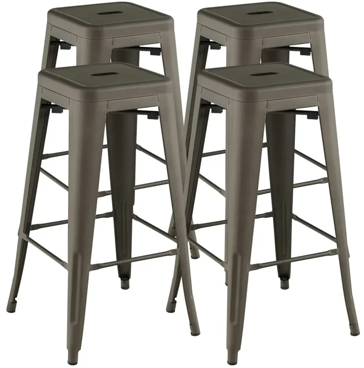 30 Inch Bar Stools Set of 4 with Square Seat and Handling Hole