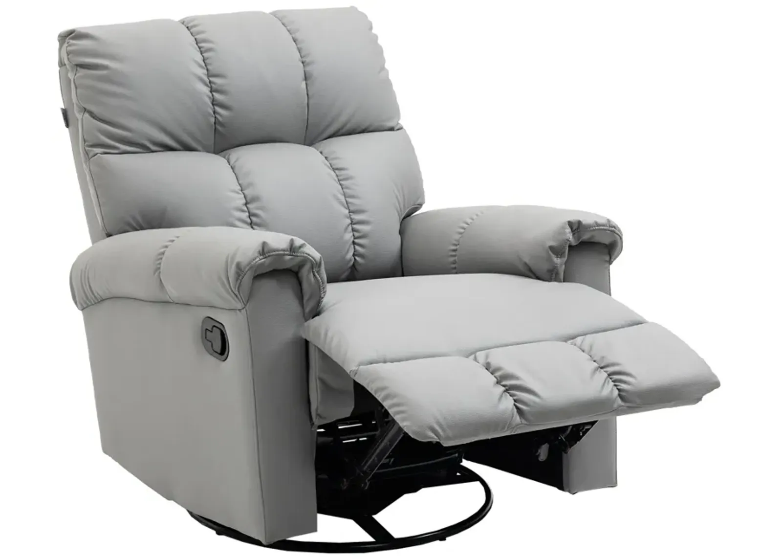 Gray Faux Leather Recliner: 360° Swivel, Footrest