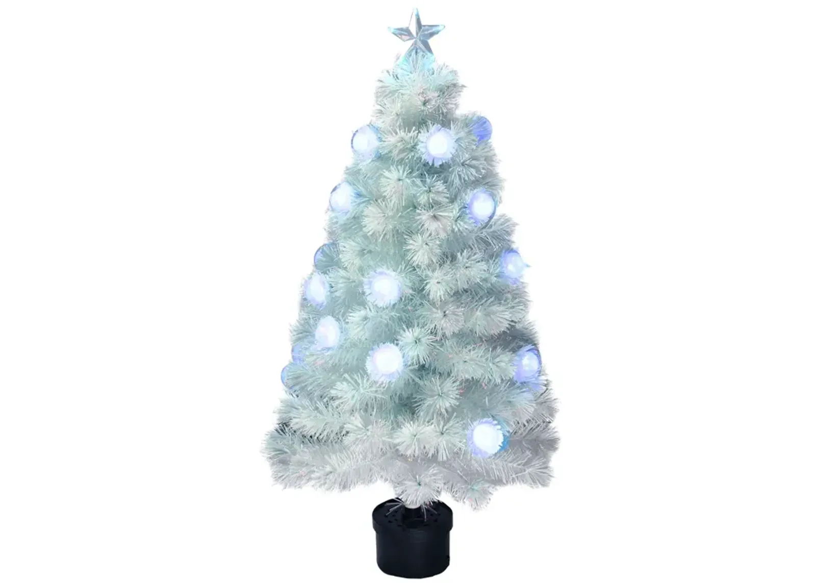 4' Pre-Lit Medium White Iridescent Fiber Optic Artificial Christmas Tree  Blue LED Lights