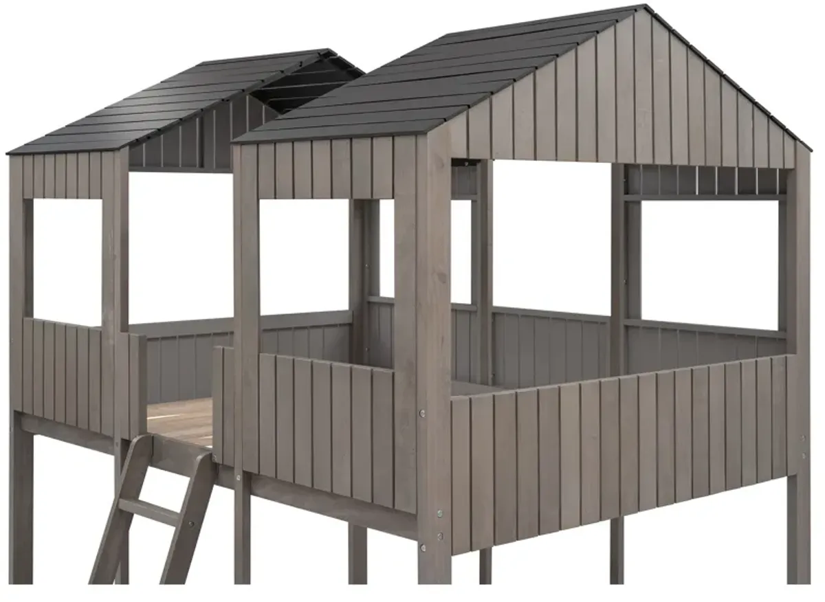 Merax Bunk Bed with Roof and Ladder