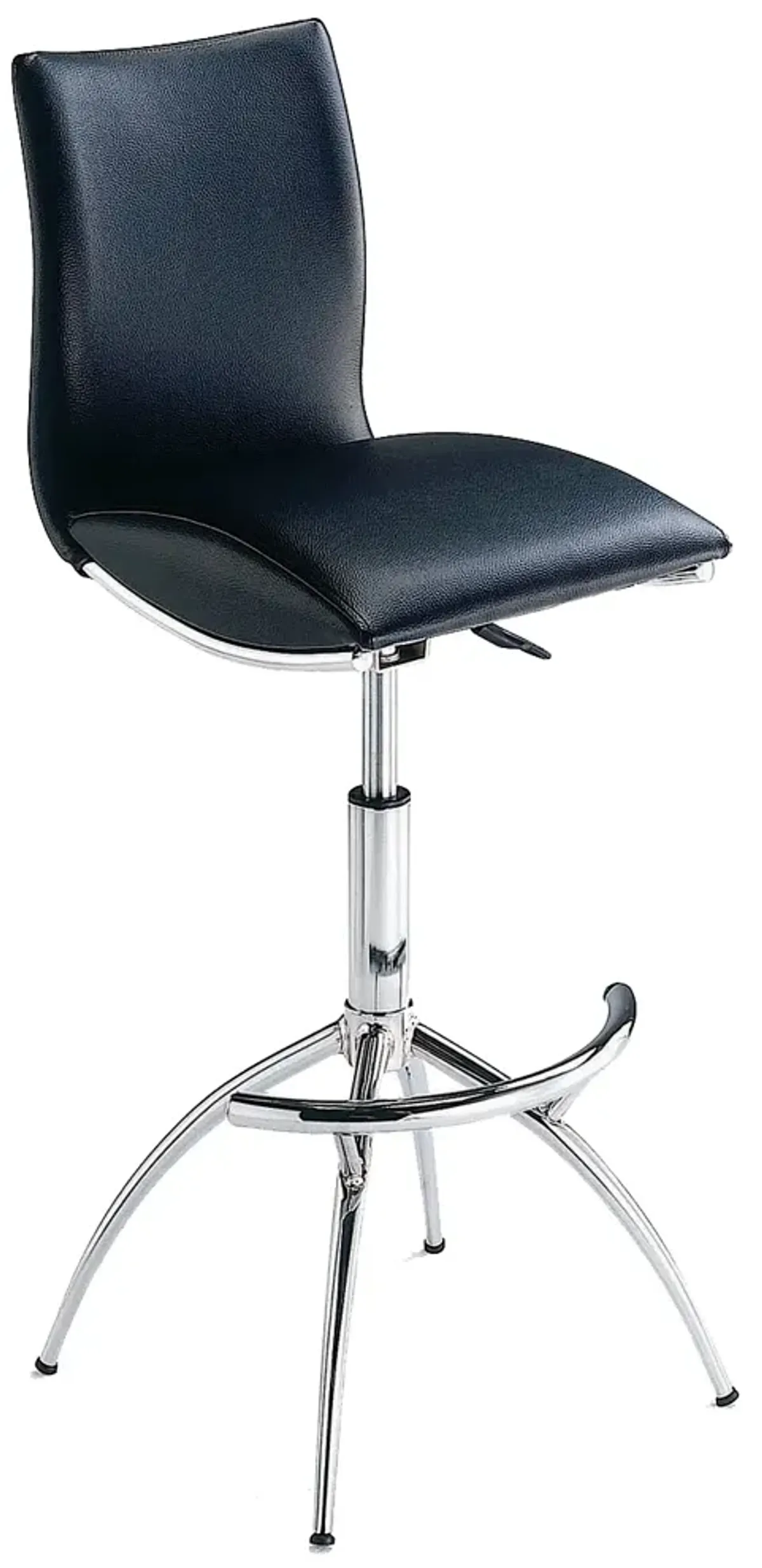 Modern Barstool Leatherette/Chrome Adjustable Height In Black Color