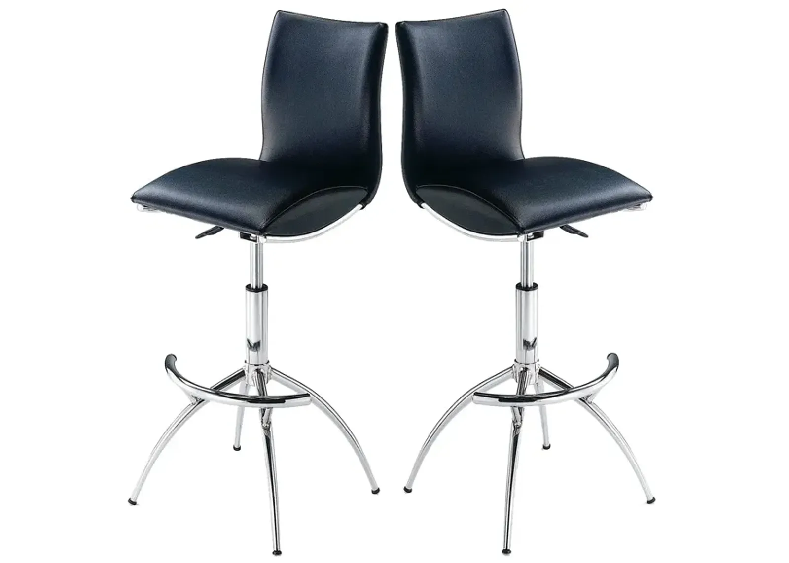 Modern Barstool Leatherette/Chrome Adjustable Height In Black Color