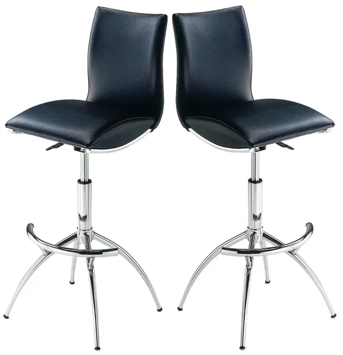 Modern Barstool Leatherette/Chrome Adjustable Height In Black Color