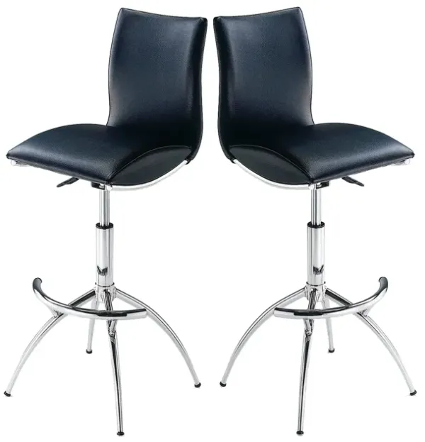 Streamdale Modern Barstool Leatherette/Chrome Adjustable Height In Black Color