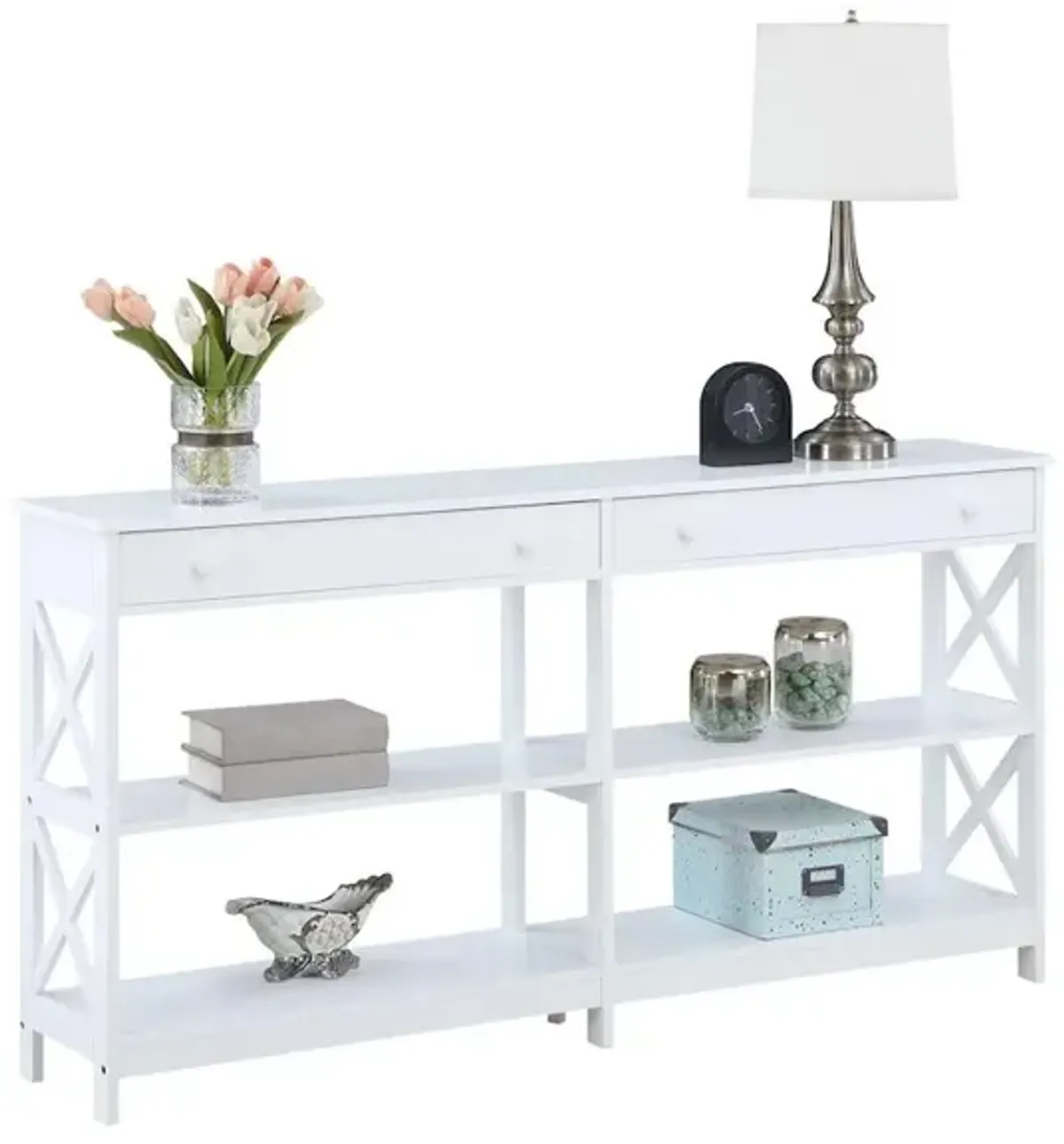 Convenience Concepts Oxford 2 Drawer 60 inch Console Table with Shelves