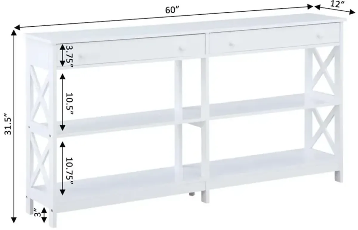 Convenience Concepts Oxford 2 Drawer 60 inch Console Table with Shelves