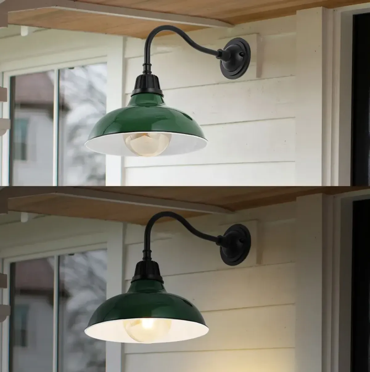 Aurora Farmhouse Industrial Indoor/Outdoor Iron LED Gooseneck Arm Outdoor Sconce